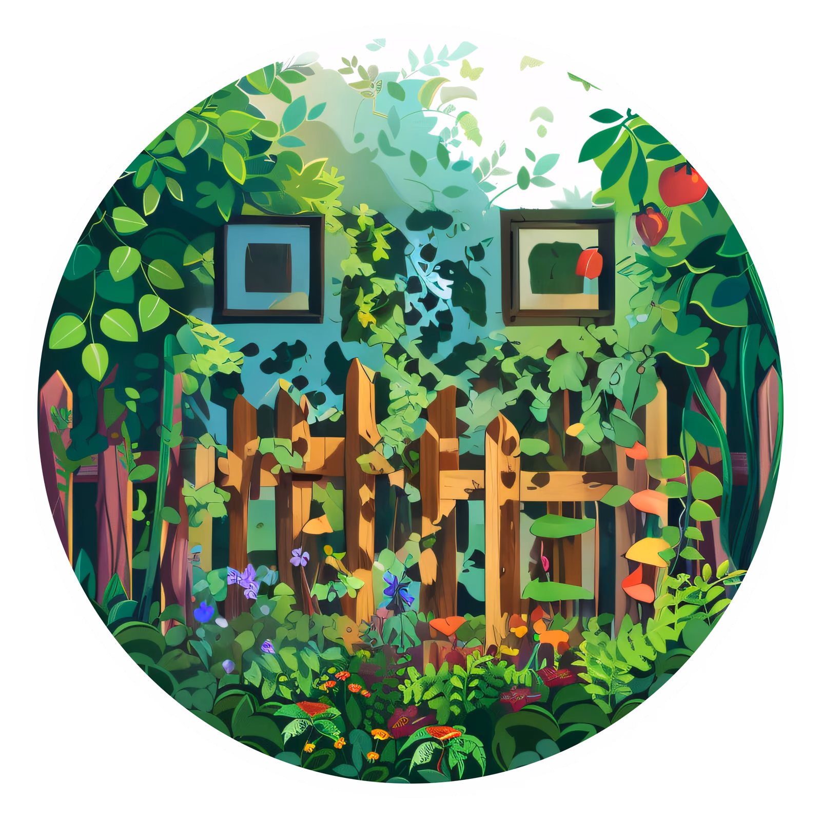 Garden Fence Climbing Vines Vector QR Code for Stickers — image 1