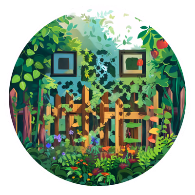 Garden Fence Climbing Vines Vector QR Code for Stickers — image 1