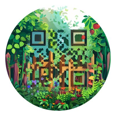 Garden Fence Climbing Vines Vector QR Code for Stickers