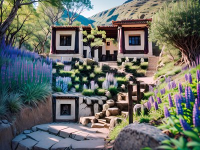 Andean Hillside Lupine Photorealistic QR Code Art
