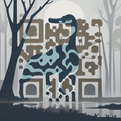 Диплодок в туманном болоте: векторный QR-код для обложек книг