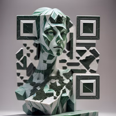 Green Marble Bust Sculpture QR Code Art — image 1