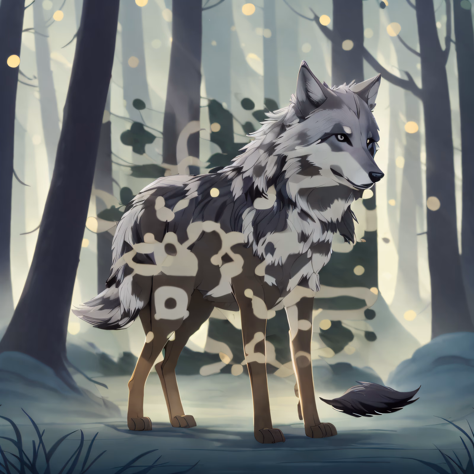 Gray Wolf Forest Illustration QR Code Art — image 1