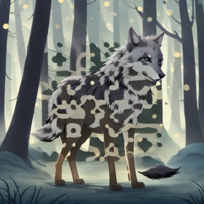 Gray Wolf Forest Illustration QR Code Art