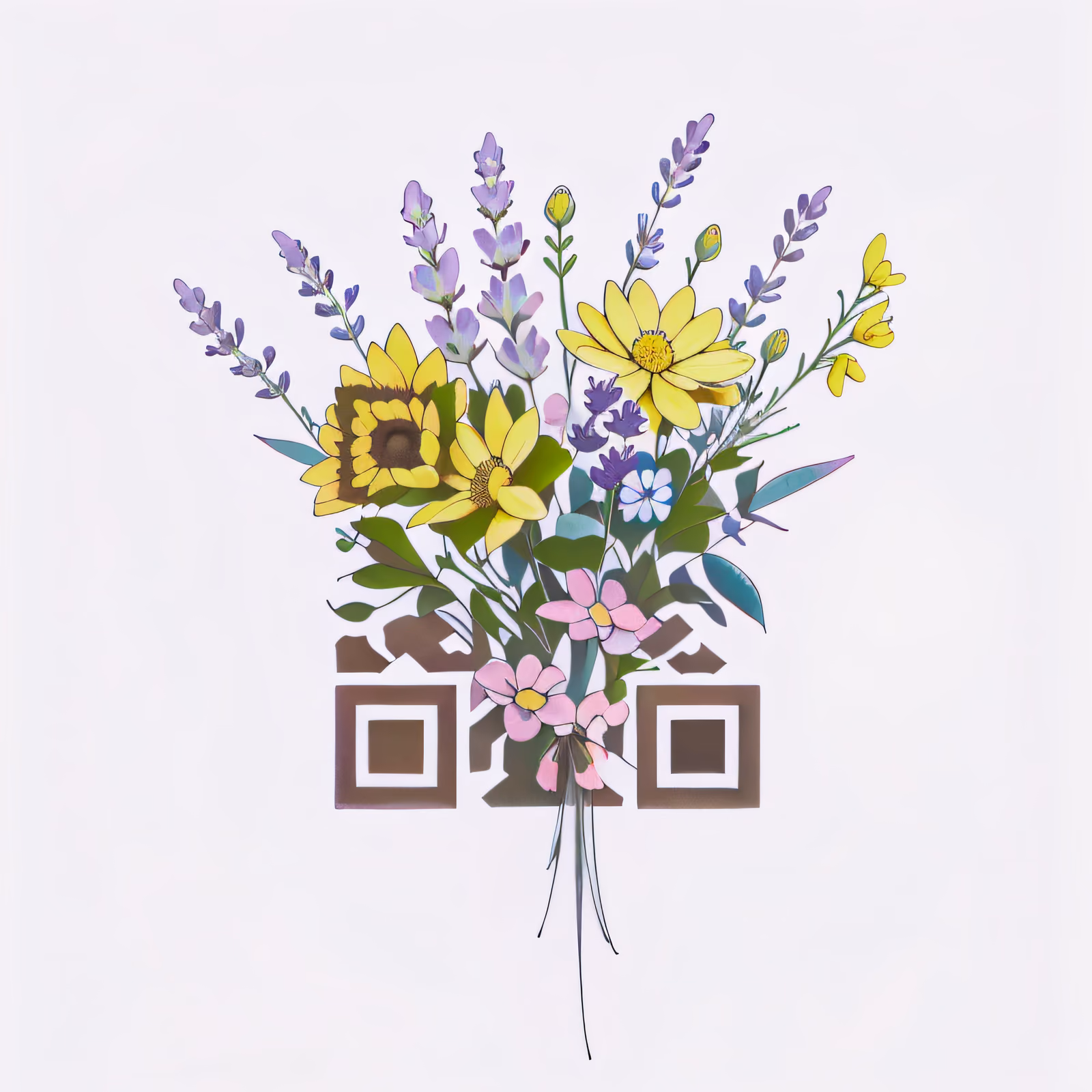 Wildflower Bouquet Tattoo Style QR Code for Temporary Tattoos — image 1