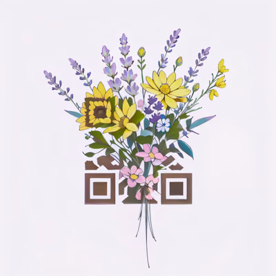 Wildflower Bouquet Tattoo Style QR Code for Temporary Tattoos — image 1