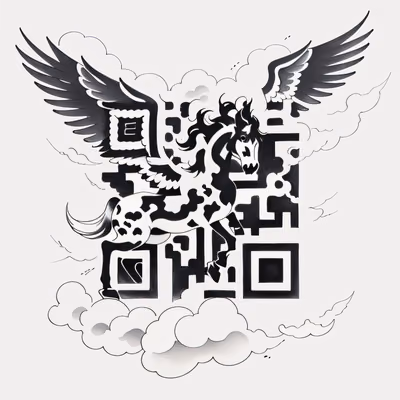 Pegasus in Clouds Tattoo Ink QR Code for Temporary Tattoos — image 1
