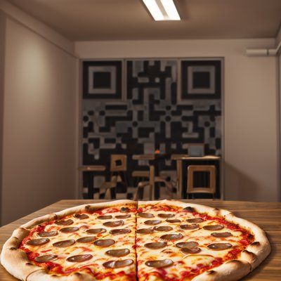 Pepperoni Pizza Photorealistic QR Code for Restaurant Menus