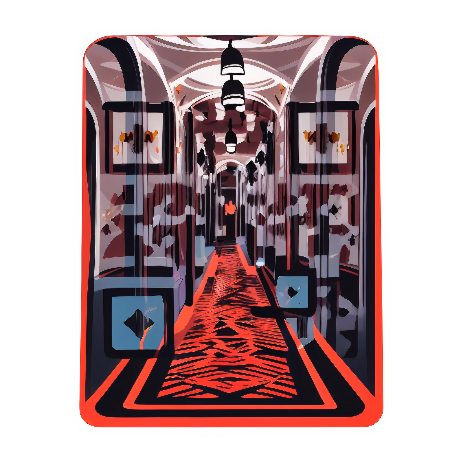Сводчатый коридор отеля: векторный QR-код для стикеров — изображение 1
