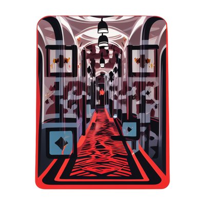 Vaulted Hotel Corridor Vector QR Code for Stickers