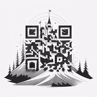 Замок дракона на горе: QR-код тушью для временных татуировок — изображение 1