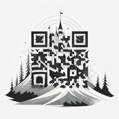 Dragon Castle Mountain Ink QR Code for Temporary Tattoos