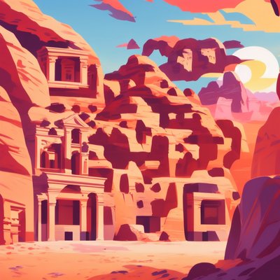 Petra Desert Sunset Vector QR Code for Posters