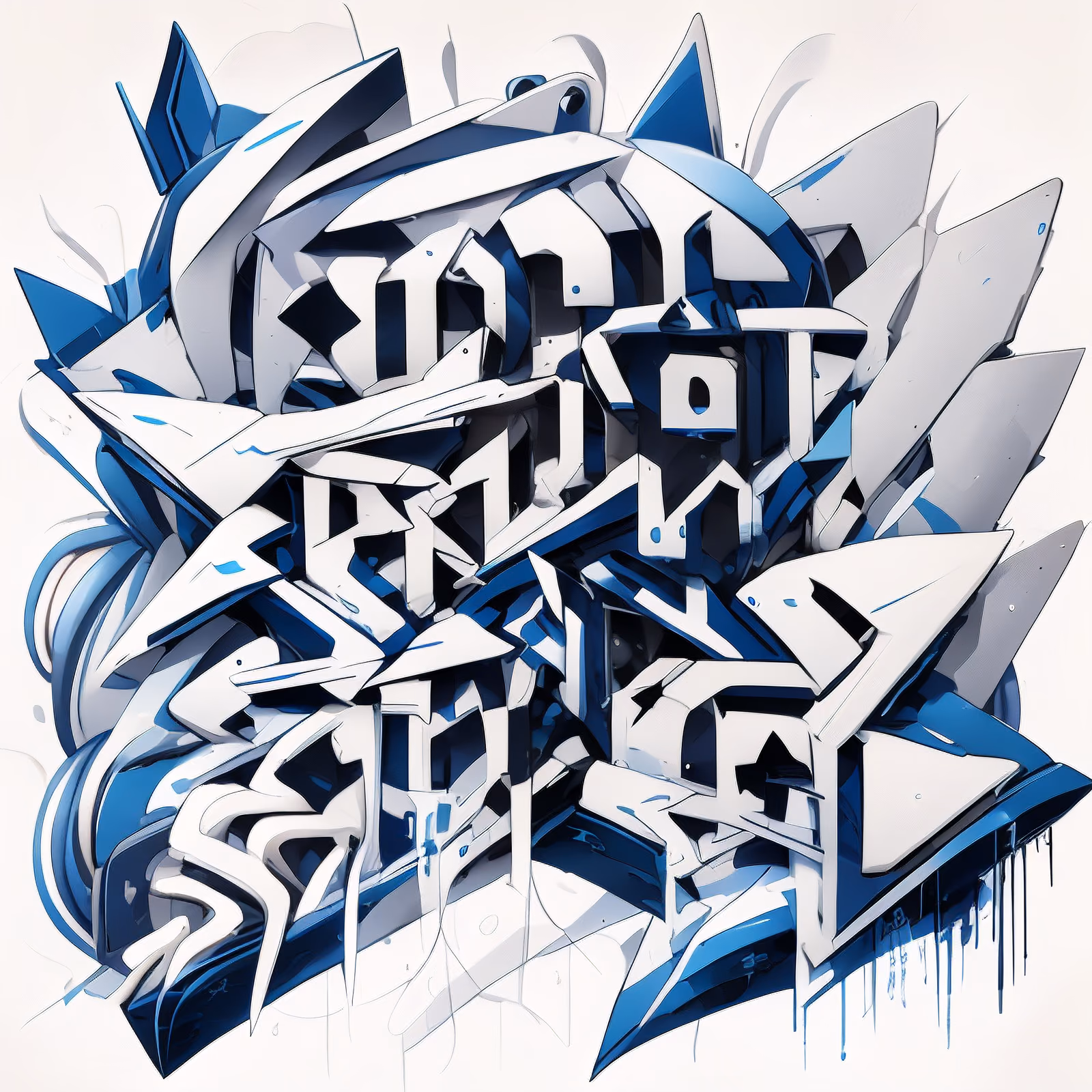 Blue Wildstyle Graffiti Lettering QR Code for Apparel — image 1