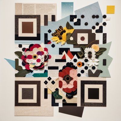 Layered Paper Flowers Collage QR Code Art