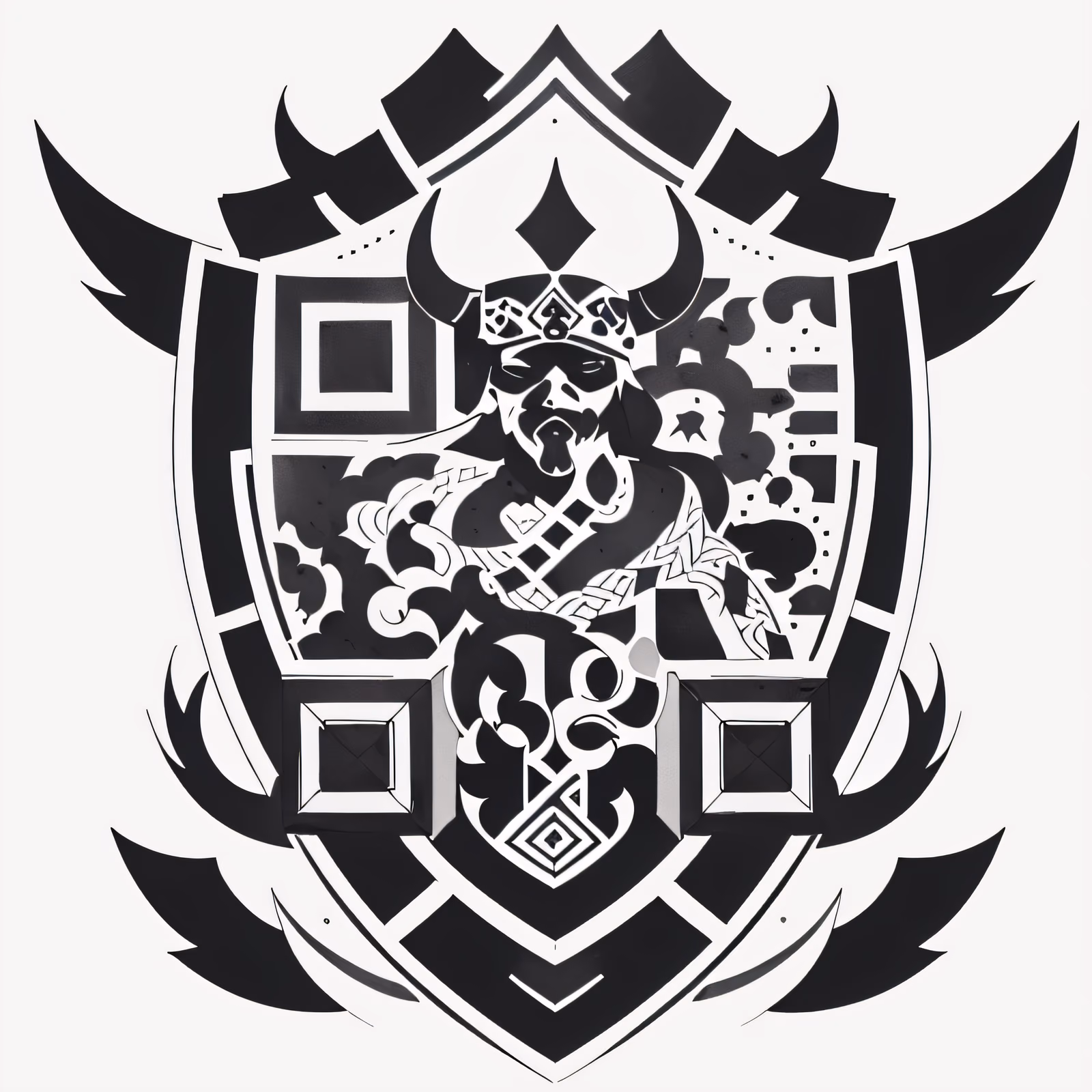 Viking Shield Tattoo QR Code for Apparel — image 1