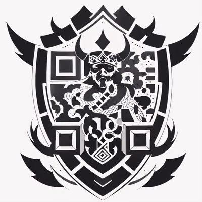 Viking Shield Tattoo QR Code for Apparel — image 1