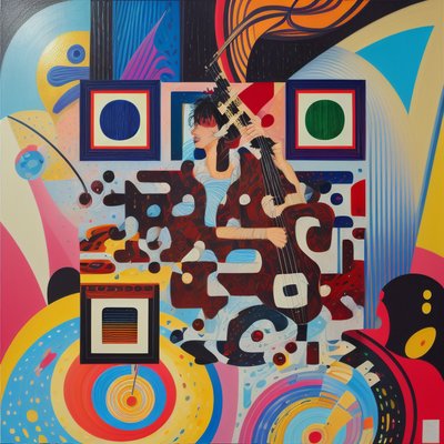 Musician Pop Art Oil Painting QR Code for Posters