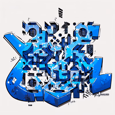 Blue Graffiti Lettering Cartoon QR Code for Stickers — image 1