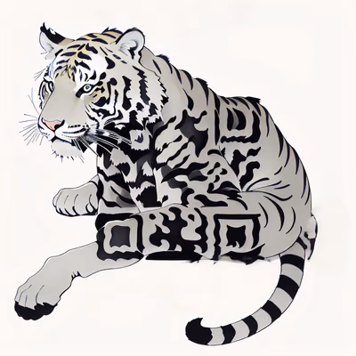 Белый тигр, татуировка тушью: QR-код для временных татуировок — изображение 1