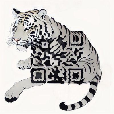 White Tiger Ink Tattoo QR Code for Temporary Tattoos