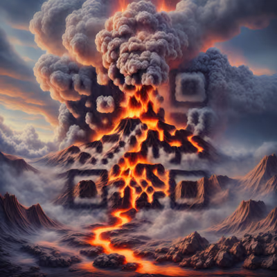 Erupting Volcano Realistic QR Code for Posters — image 1