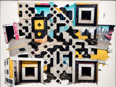 Urban Torn Paper Collage QR Code for Posters