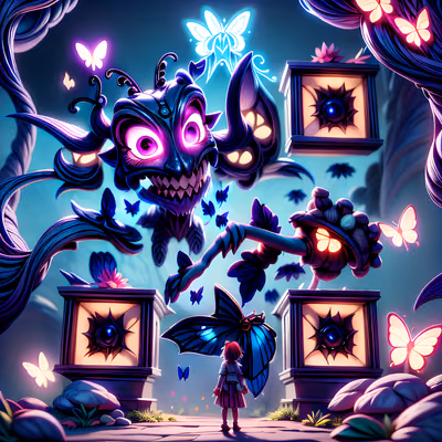Girl Facing Shadow Monster Fantasy QR Code for Posters — image 1