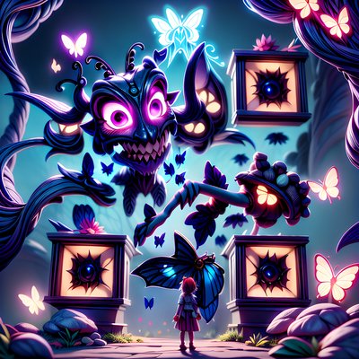 Girl Facing Shadow Monster Fantasy QR Code for Posters