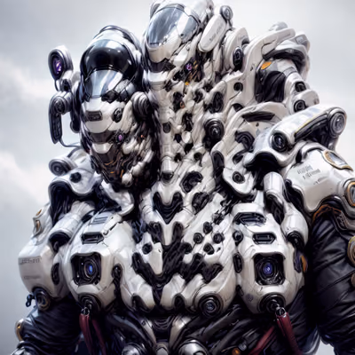 White Mecha Armor 3D Render QR Code for Posters — image 1