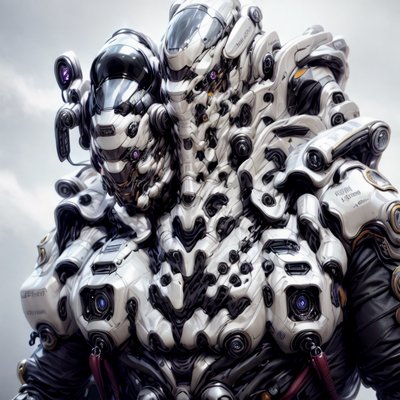 White Mecha Armor 3D Render QR Code for Posters