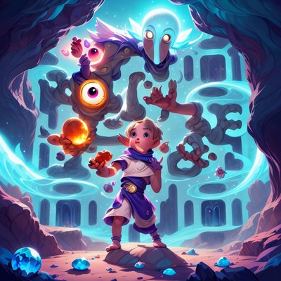 Child and Cyclops Cave Fantasy QR Code for Book Covers