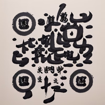Ink Brush Calligraphy Characters QR Code Art — image 1