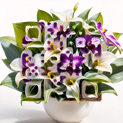 Purple Orchid Calla Lily Bouquet Flowers QR Code Art — image 1