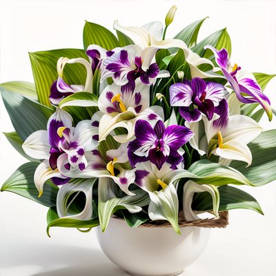 Purple Orchid Calla Lily Bouquet Flowers QR Code Art