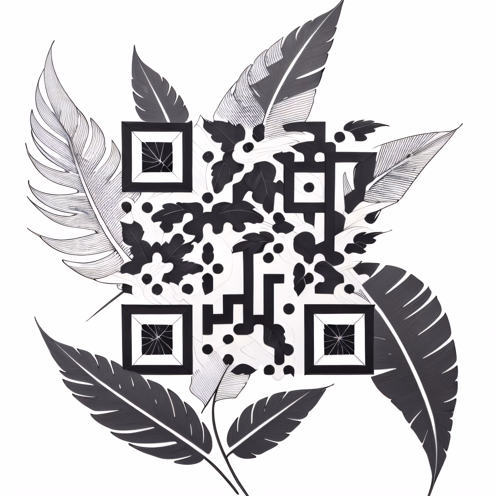 Tropical Palm Leaves Tattoo QR Code for Temporary Tattoos — image 1