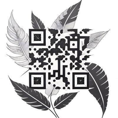 Tropical Palm Leaves Tattoo QR Code for Temporary Tattoos