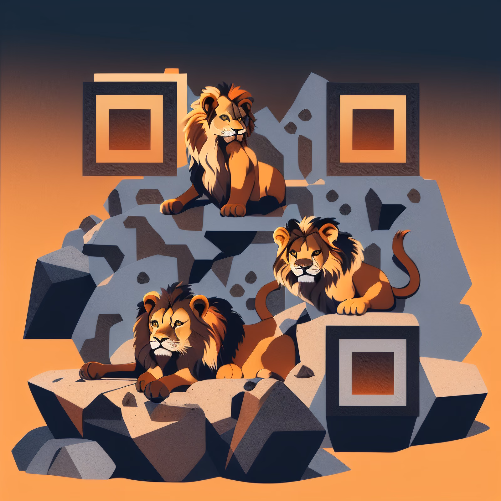 Lion Pride Flat Vector QR Code for Posters — image 1
