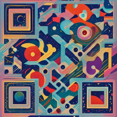 Абстрактные космические планеты: графичный QR-код для постеров