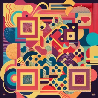 Colorful Geometric Abstract Pattern Generative & Geometric Abstract QR Code for Posters