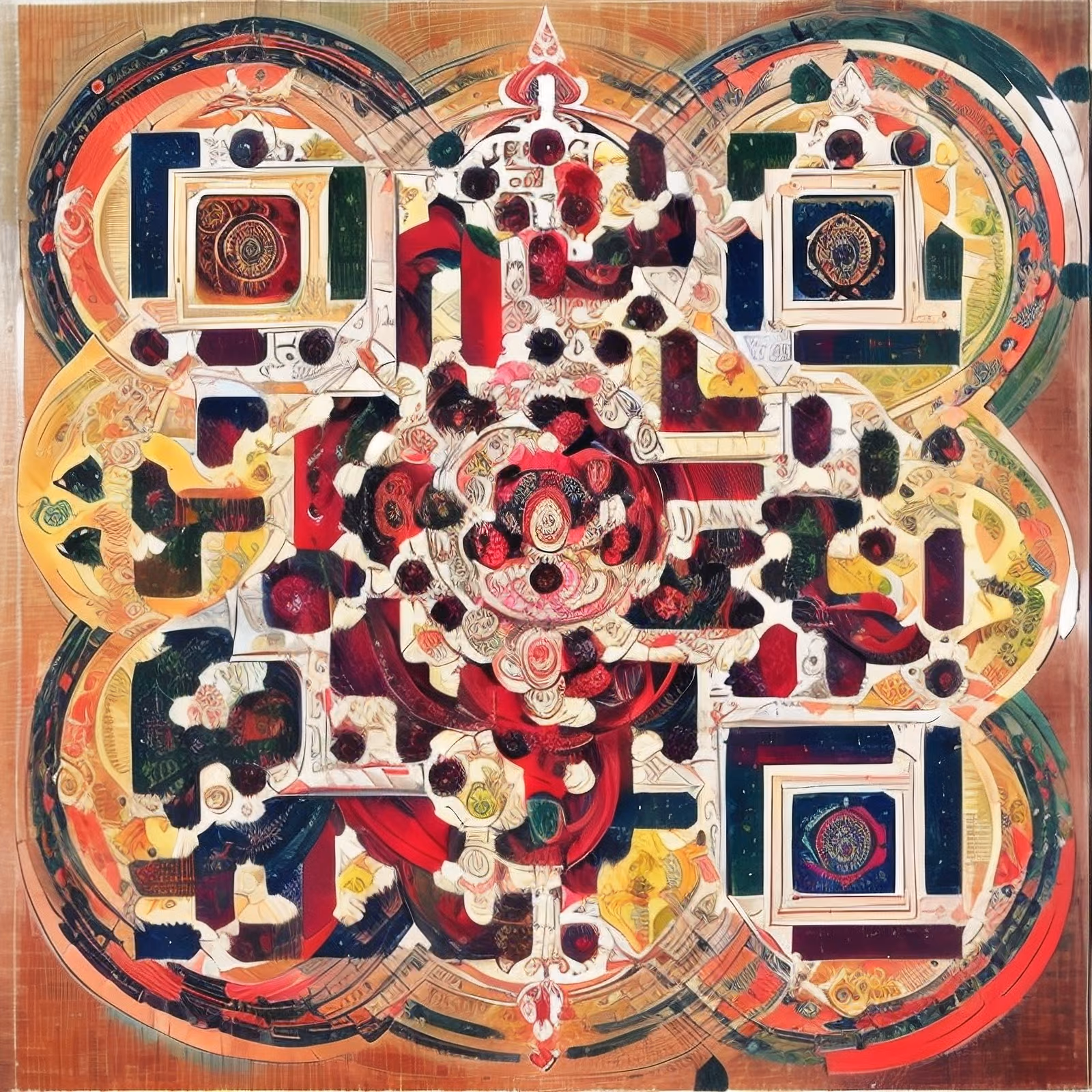 Ornate Red Mandala Abstract QR Code Art — image 1