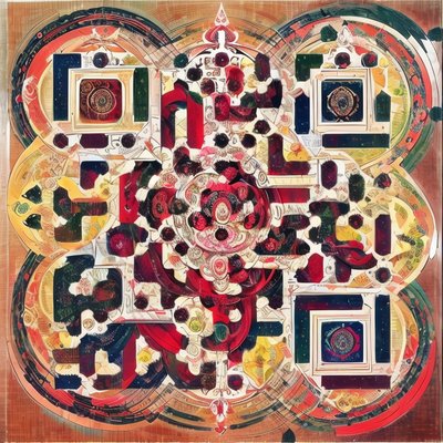 Орнаментальная красная мандала, абстрактное QR-код искусство