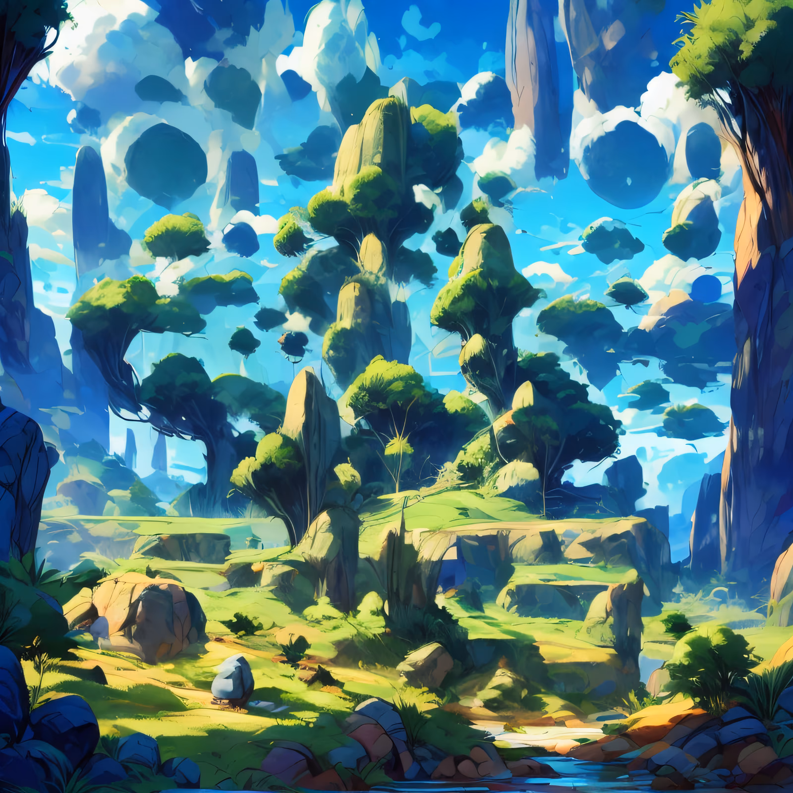 Floating Island Fantasy Landscape Rocks QR Code Art — image 1