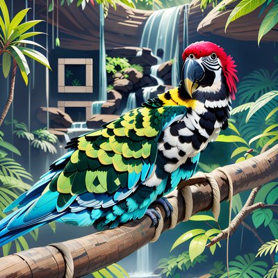 Rainforest Parrot Digital Painting QR Code Art