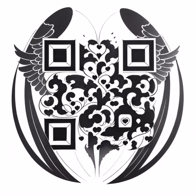 Крылатое сердце в стиле тату: QR-код для временных татуировок — изображение 1