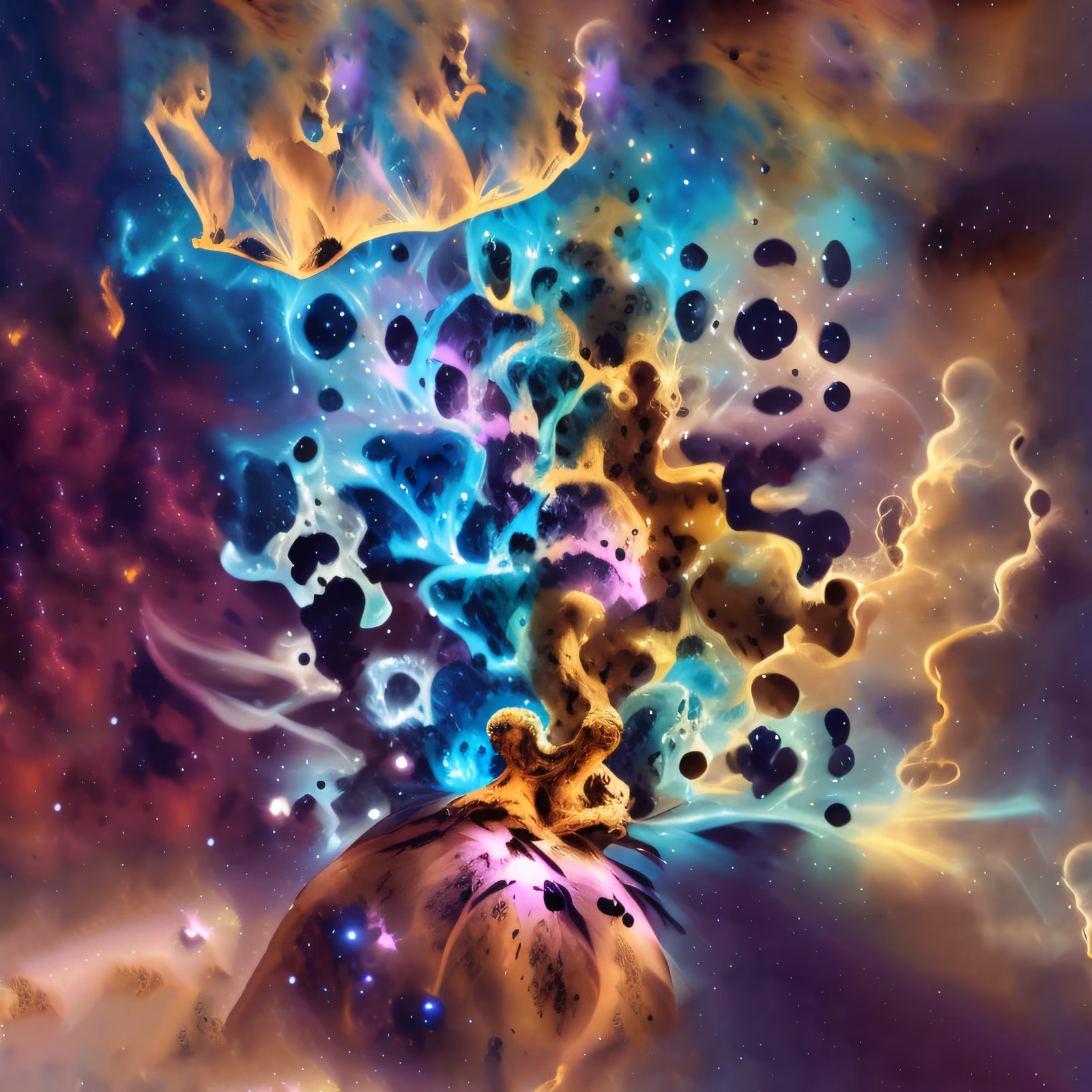 Cosmic Nebula Eruption Digital Painting QR Code for Posters — image 1