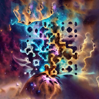 宇宙星云喷发数字绘画二维码艺术,适用于海报