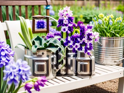 Purple Hyacinths in Milk Cans QR Code Art
