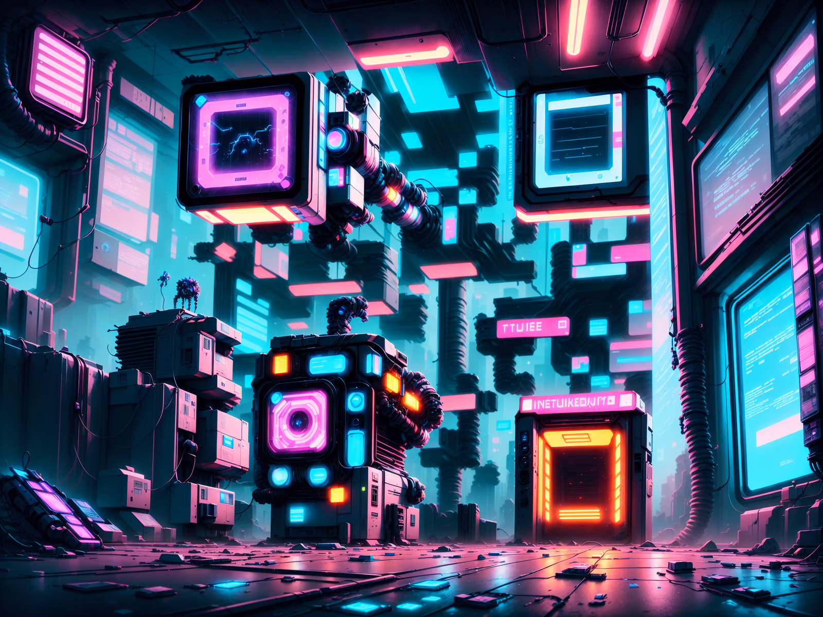 Cyberpunk Data Vault Neon QR Code for Posters — image 1