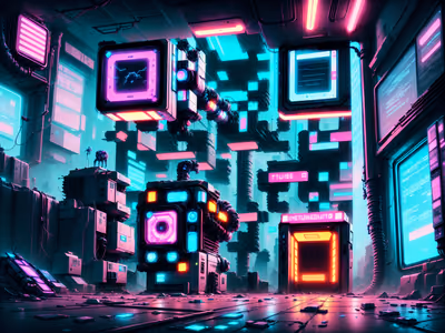 Cyberpunk Data Vault Neon QR Code for Posters — image 1